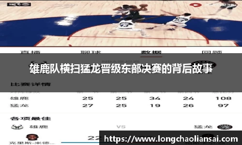 雄鹿队横扫猛龙晋级东部决赛的背后故事